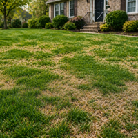 uneven, patchy lawn