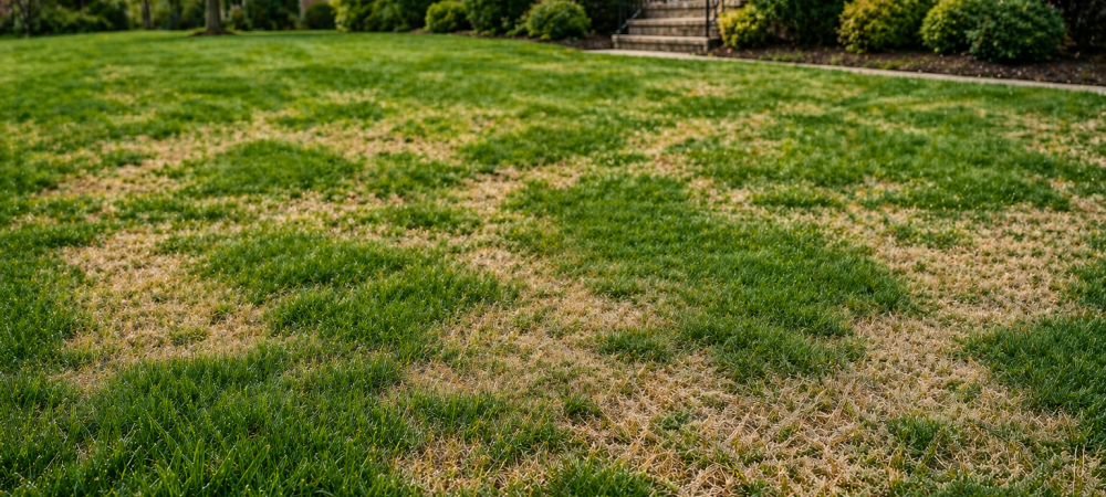 uneven, patchy lawn